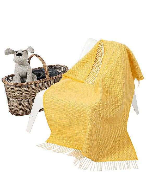 aran cashmere Wool Cashmere Baby Throw - Yellow Herringbone