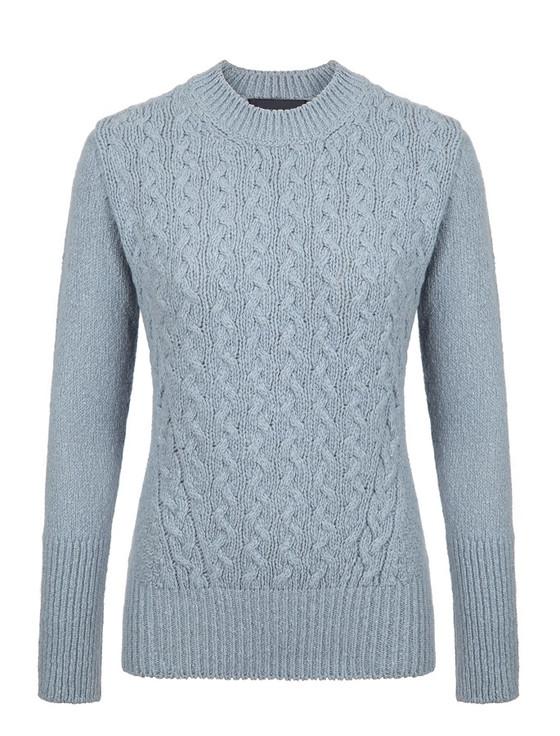 Aran Cashmere Wool Cashmere Cable Round Neck Sweater‎