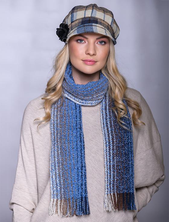 aran cashmere Wool Cashmere Skellig Scarf - Cream & Blue