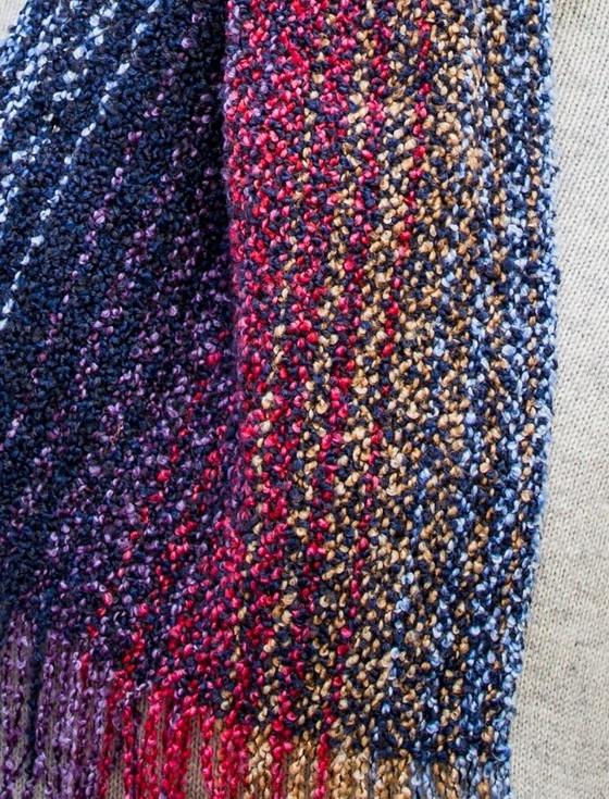 Aran Cashmere Wool Cashmere Skellig Scarf - Multi-Purple & Blue