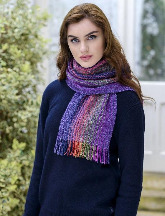 Aran Cashmere Wool Cashmere Skellig Scarf - Purple Heather