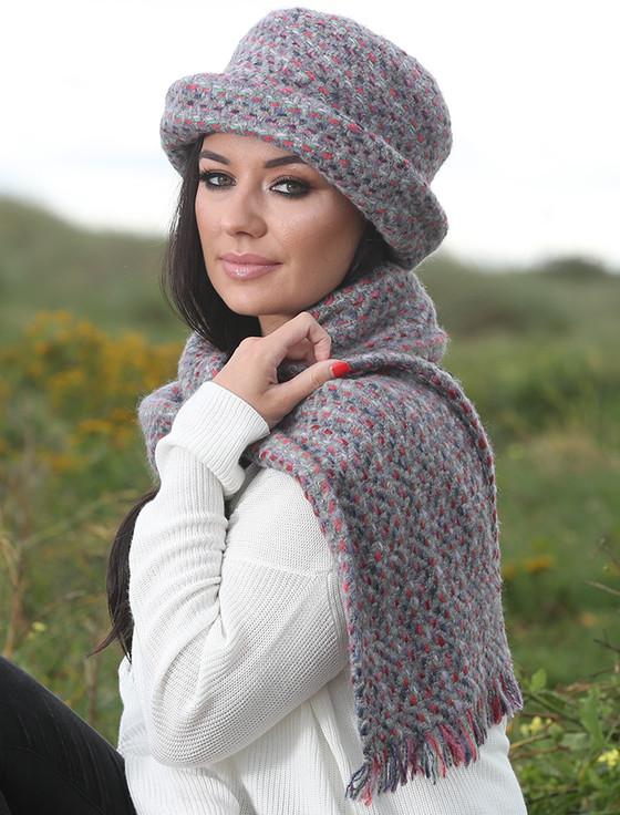 Aran Cashmere Wool Country Scarf - Connemara Light-Grey