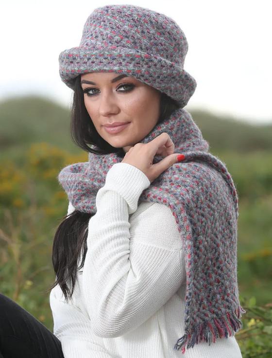 Aran Cashmere Wool Country Scarf - Connemara Light-Grey