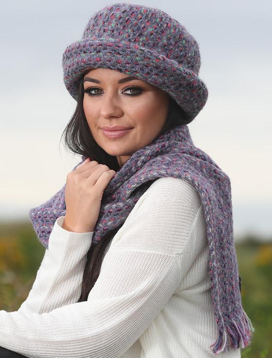 aran cashmere Wool Country Scarf - Connemara Light-Grey