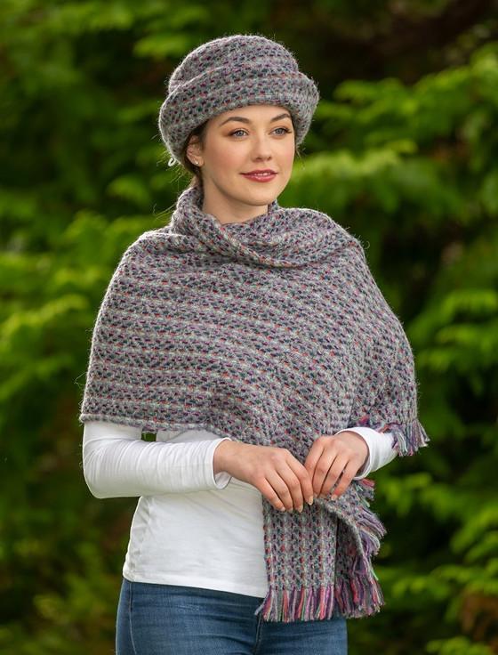 Aran Cashmere Wool Country Stole - Connemara Light Grey