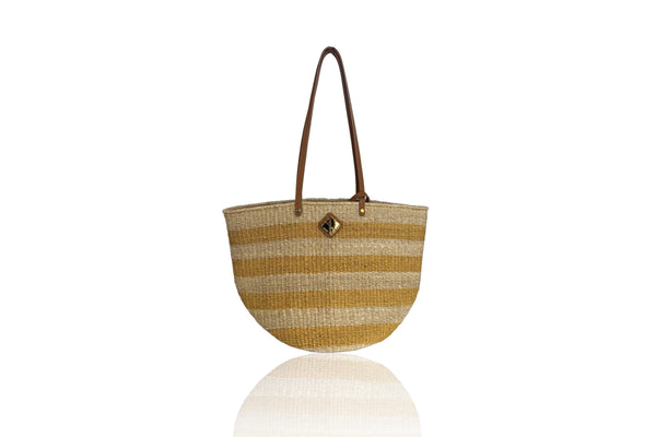 Aranáz Carrie City Natural And Mustard Stripes With Mocha Leather
