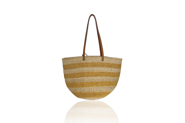 Aranáz Carrie City Natural And Mustard Stripes With Mocha Leather