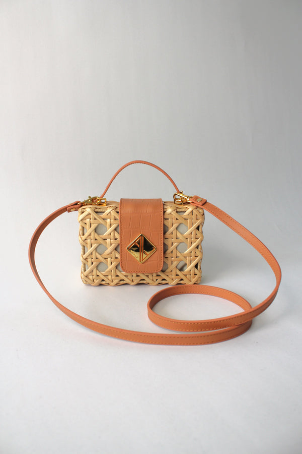 Aranáz Charlie Slim Mini Handbag With Tan Croco Leather
