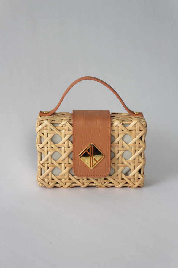 Aranáz Charlie Slim Mini Handbag With Tan Croco Leather