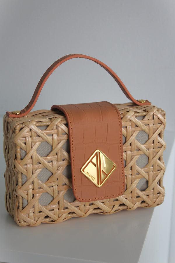 Aranáz Charlie Slim Mini Handbag With Tan Croco Leather