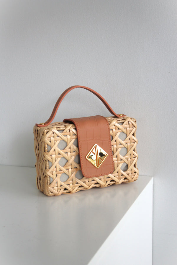 aranáz Charlie Slim Mini Handbag with Tan Croco Leather