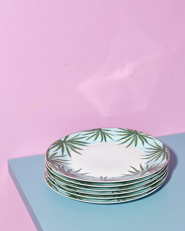 aranáz Set of 4 Solihiya Anahaw DinnerPlates (Seafoam Blue and Green)