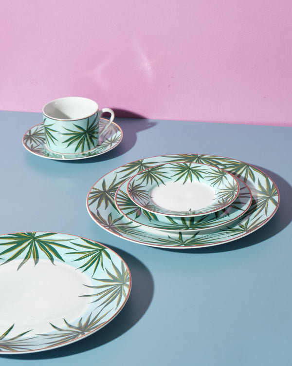 Aranáz Solihiya Anahaw Cup And Saucer (Seafoam Blue And Green)