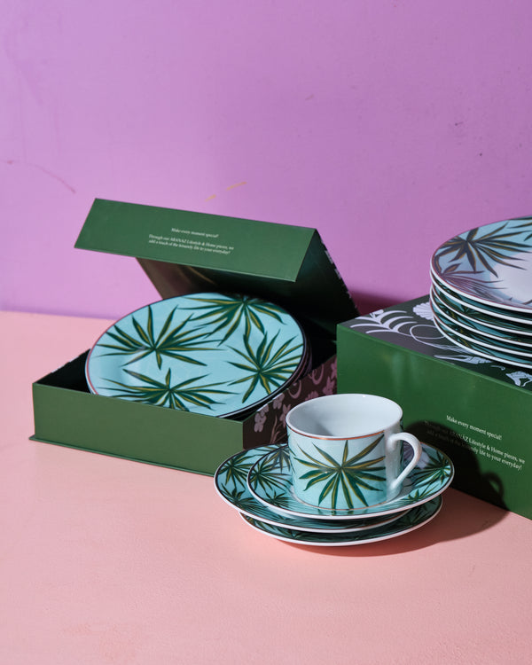 Aranáz Solihiya Anahaw Dessert Plates (Seafoam Blue And Green)