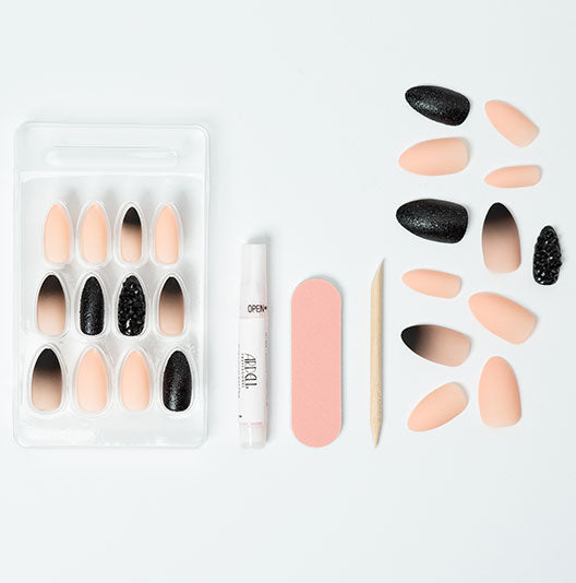 Ardell Nail Addict Premium Artificial Nail Set - Black Stud & Pink Ombré