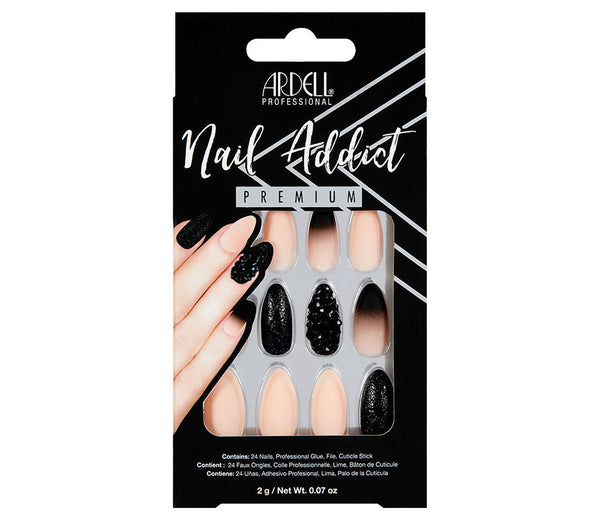 ardell Nail Addict Premium Artificial Nail Set - Black Stud & Pink Ombré