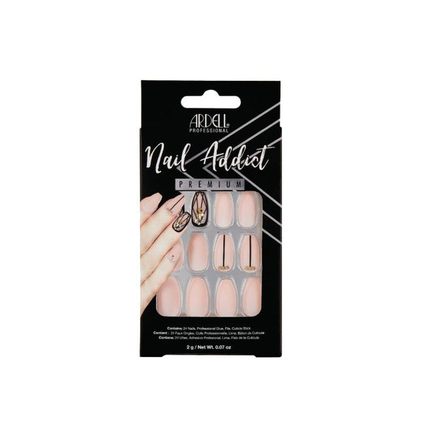 ardell Nail Addict Premium Artificial Nail Set - Blush Geometric Crystals