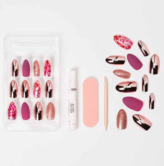 Ardell Nail Addict Premium Artificial Nail Set Chrome Pink Foil