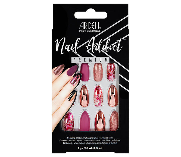 ardell Nail Addict Premium Artificial Nail Set Chrome Pink Foil