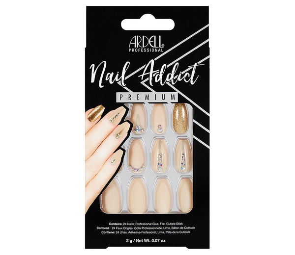 ardell Nail Addict Premium Artificial Nail Set Nude Jeweled