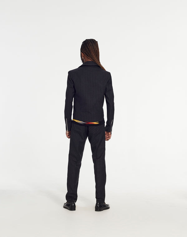 Armand Basi Biker Jacket In Pinstripe Fabric Outerwear By Armand Basi
