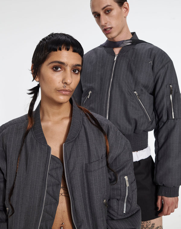 Armand Basi Bomber Jacket In Pinstripe Fabric By Armand Basi