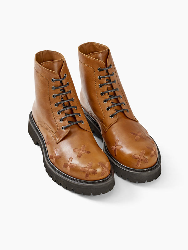 Armando Cabral GEBA Lace-up Lug Boot In Caramel