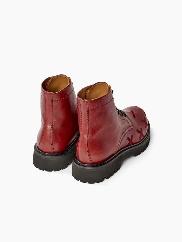 Armando Cabral GEBA Lace-up Lug Boot In Vermelho