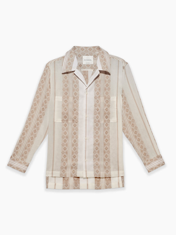 armando cabral LAURO Long Sleeve Shirt in Beige
