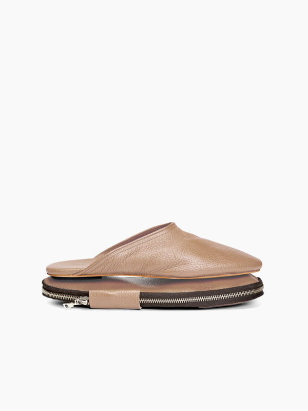 armando cabral QUEBO Zip-Pouch Slipper in Cream