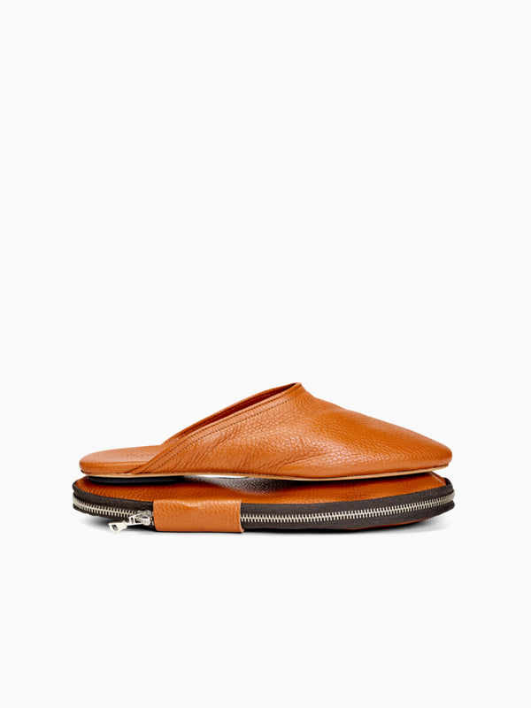 armando cabral QUEBO Zip-Pouch Slipper in Cuoio