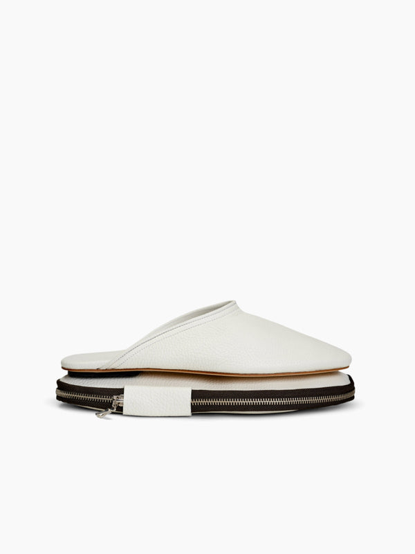 armando cabral QUEBO Zip-Pouch Slipper in Milk