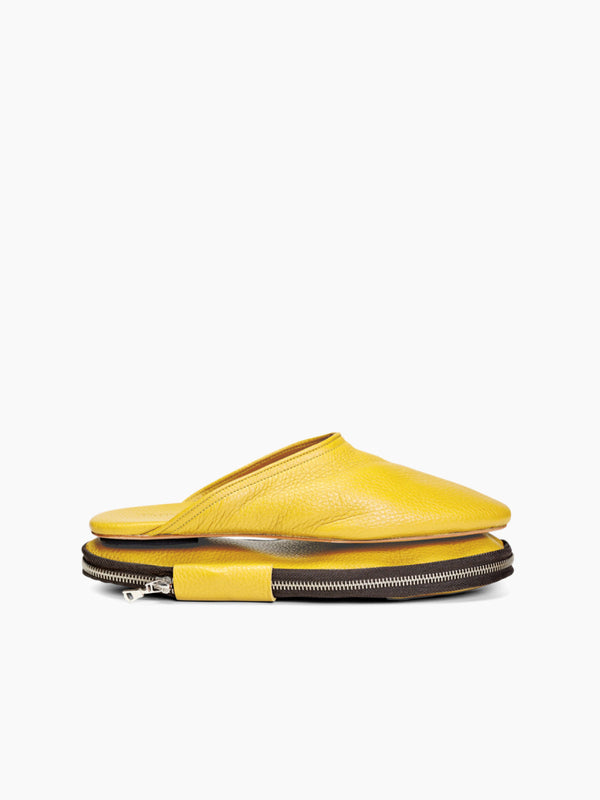 armando cabral QUEBO Zip-Pouch Slipper in Mustard