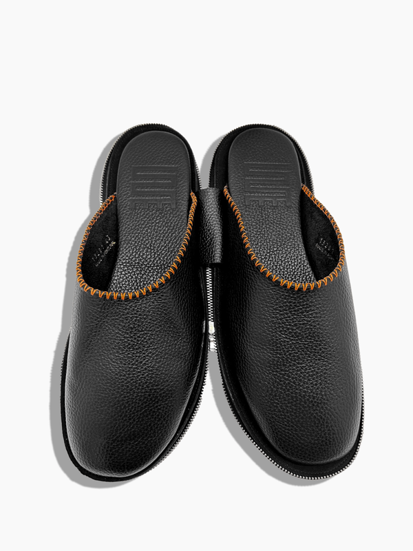 Armando Cabral Limited Edition QUEBO Zip-Pouch Slipper In Noir