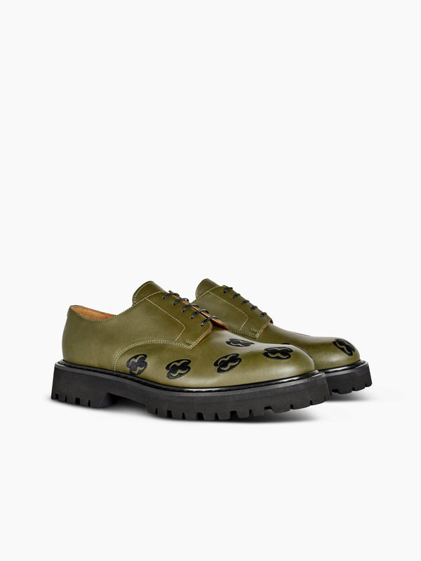 Armando Cabral OBA Lace-up Lug Derby In Vert Militaire