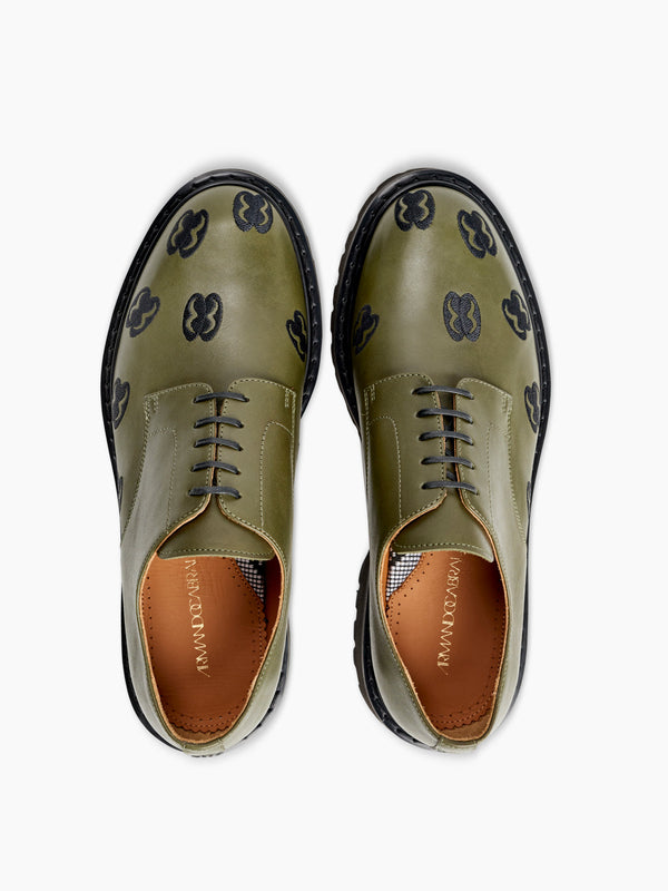Armando Cabral OBA Lace-up Lug Derby In Vert Militaire