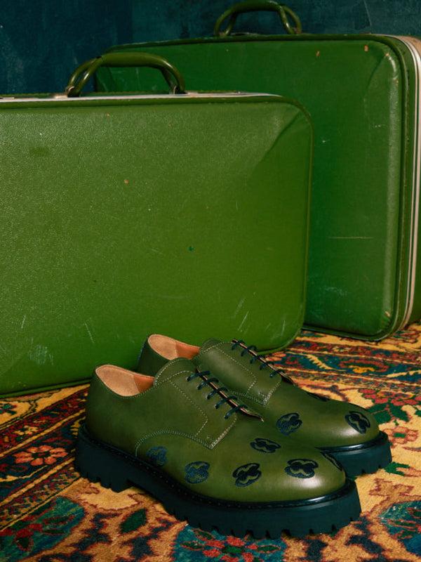 Armando Cabral OBA Lace-up Lug Derby In Vert Militaire