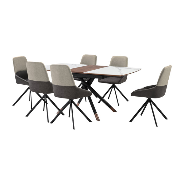 Armen Living Alora And Maverick Extendable 7 Piece Dining Set