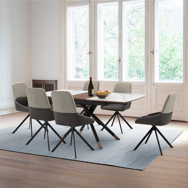 armen living Alora and Maverick Extendable 7 Piece Dining Set