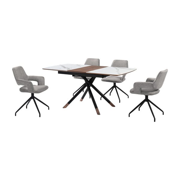 Armen Living Alora And Penny 5 Piece Extendable Dining Set