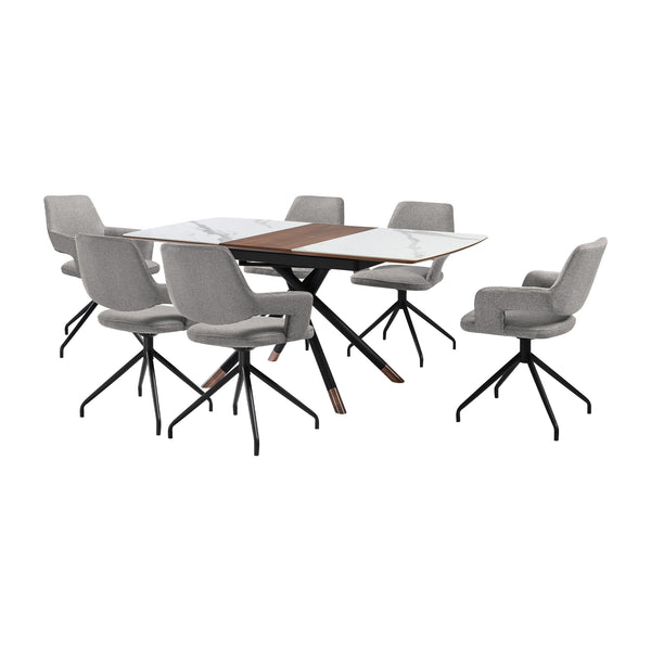 Armen Living Alora And Penny 7 Piece Extendable Dining Set