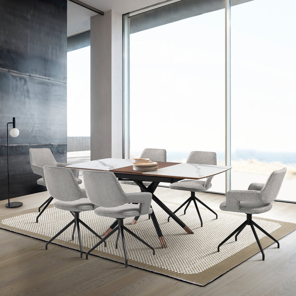 armen living Alora and Penny 7 Piece Extendable Dining Set