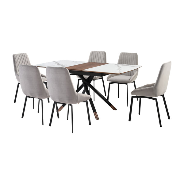 Armen Living Alora And Susie Extendable 7 Piece Dining Set
