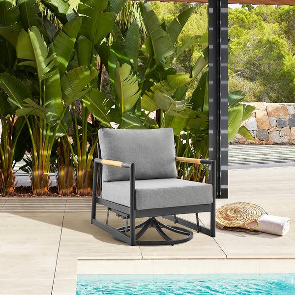 Armen Living Crown Outdoor Swivel Chair