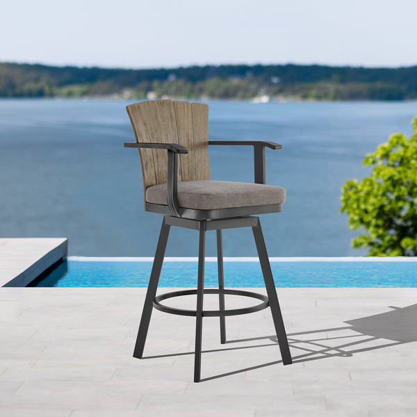 armen living Hazel Swivel Outdoor Bar Stool