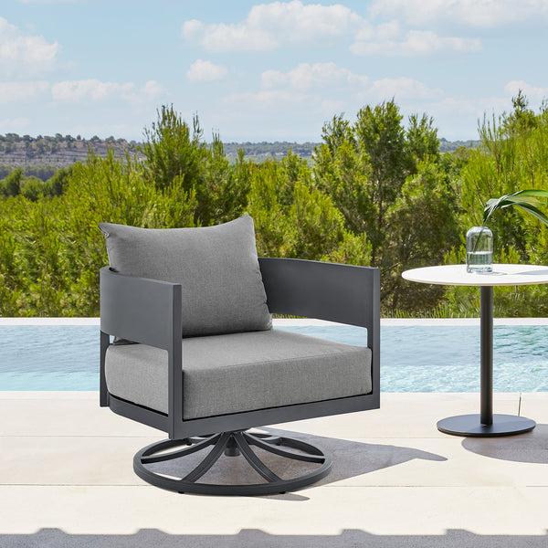 Armen Living Menorca Outdoor Swivel Chair