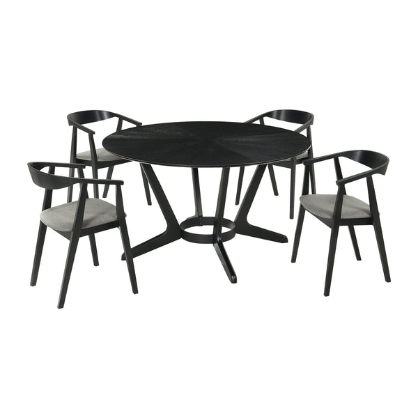 Armen Living Santana 5 Piece Round Wood Dining Set