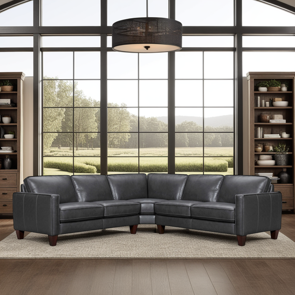armen living Summit 3 Piece Leather Sectional Sofa