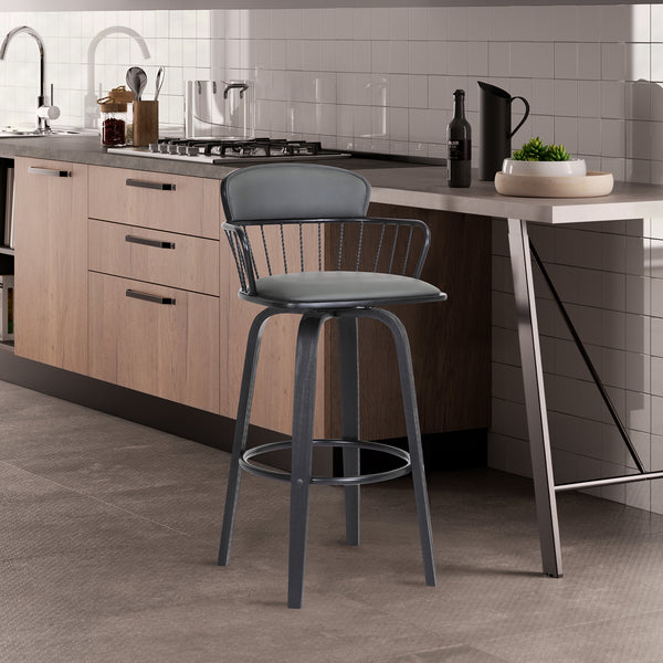 armen living Willow Upholstered Swivel Barstool