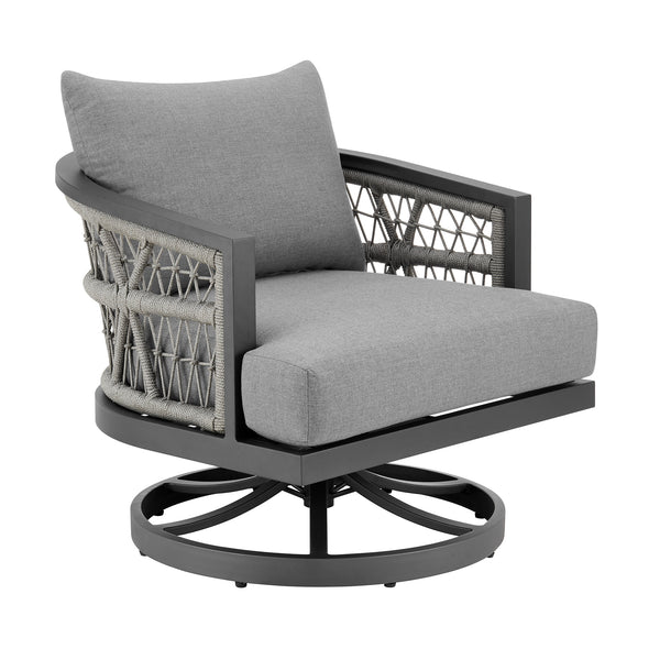 Armen Living Zella Swivel Outdoor Armchair